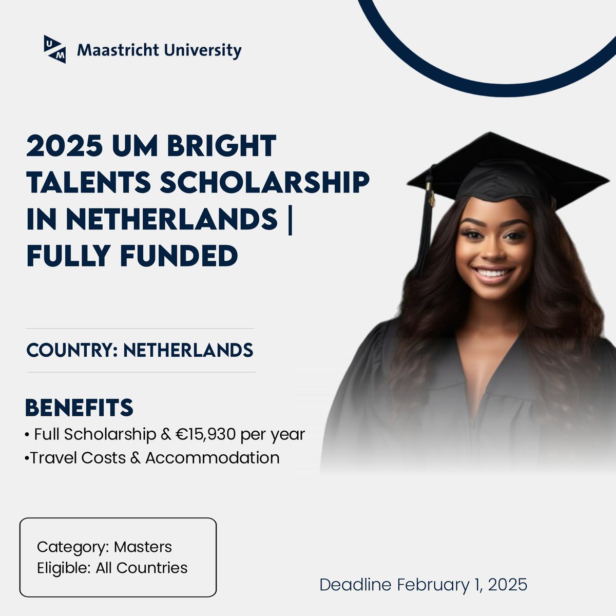 UM Bright Talents Scholarship in the Netherlands 2025