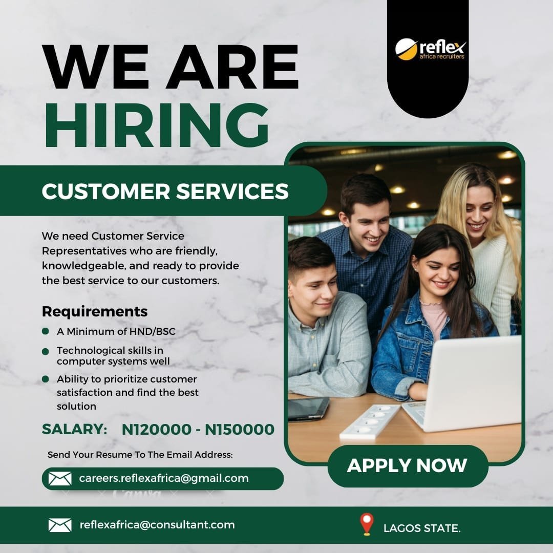 Customer Service Rep Needed at Reflex Africa